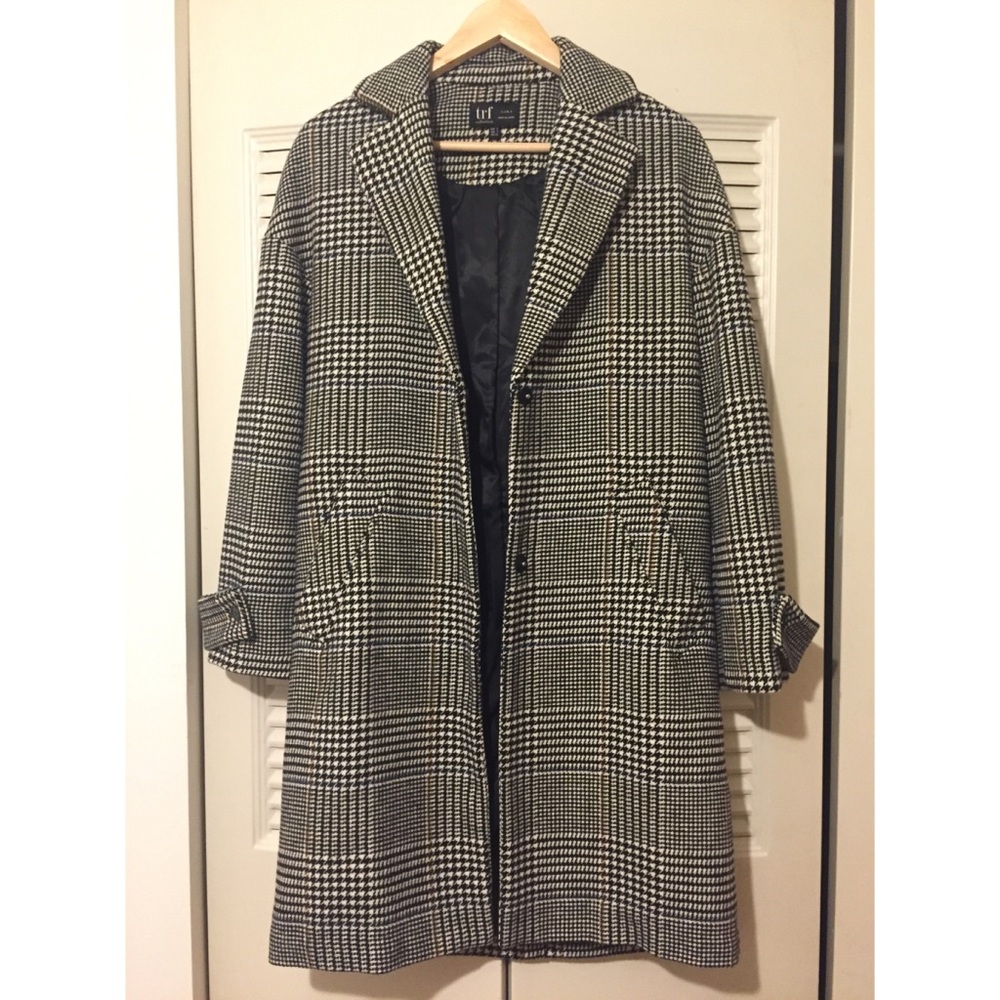 NWOT Zara Grey Tone Plaid Check Coat Size S - Picture 3 of 12